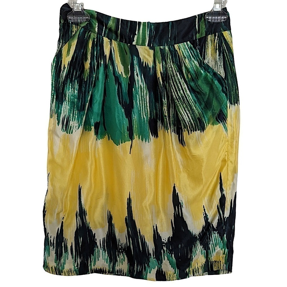Paul & Joe Sister Green and Yellow Silk Print Lisboa Mini Skirt Size 36 or US 4